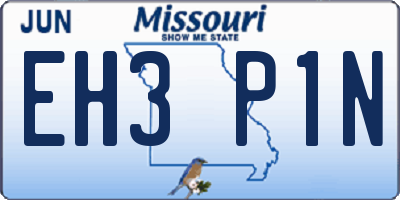 MO license plate EH3P1N
