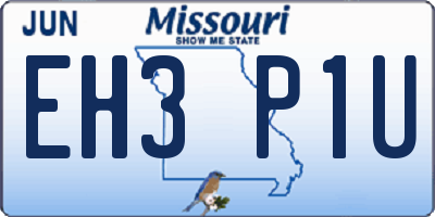 MO license plate EH3P1U