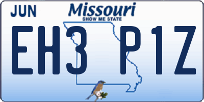 MO license plate EH3P1Z