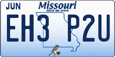 MO license plate EH3P2U