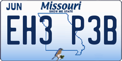 MO license plate EH3P3B