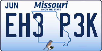 MO license plate EH3P3K