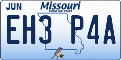 MO license plate EH3P4A