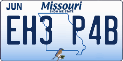 MO license plate EH3P4B