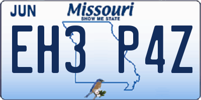 MO license plate EH3P4Z