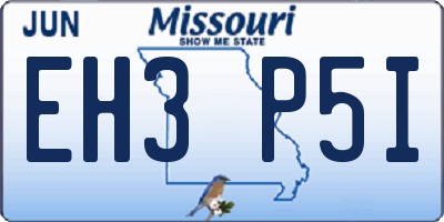 MO license plate EH3P5I