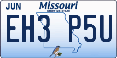 MO license plate EH3P5U