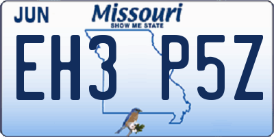 MO license plate EH3P5Z