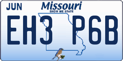 MO license plate EH3P6B
