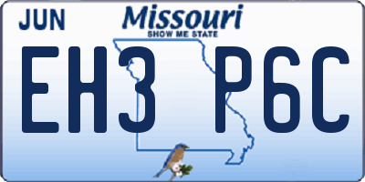 MO license plate EH3P6C