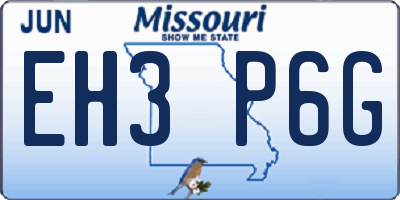 MO license plate EH3P6G