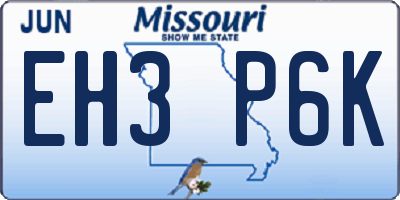 MO license plate EH3P6K