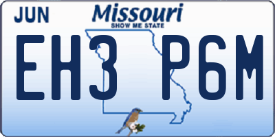 MO license plate EH3P6M