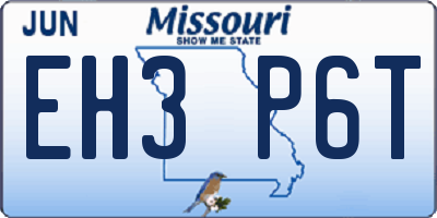 MO license plate EH3P6T
