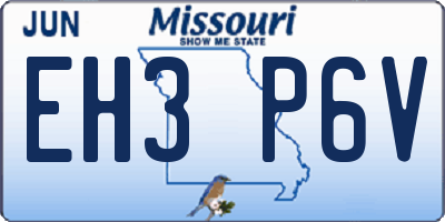 MO license plate EH3P6V