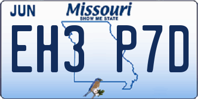 MO license plate EH3P7D