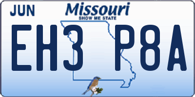 MO license plate EH3P8A