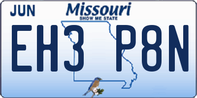 MO license plate EH3P8N