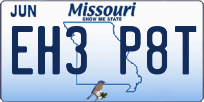 MO license plate EH3P8T