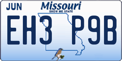 MO license plate EH3P9B