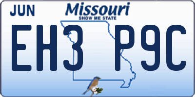 MO license plate EH3P9C
