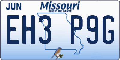 MO license plate EH3P9G