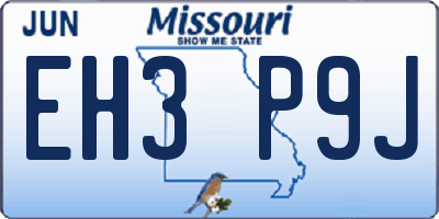 MO license plate EH3P9J