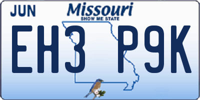 MO license plate EH3P9K