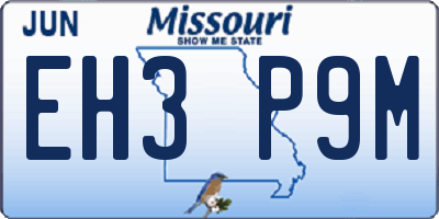 MO license plate EH3P9M