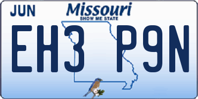 MO license plate EH3P9N