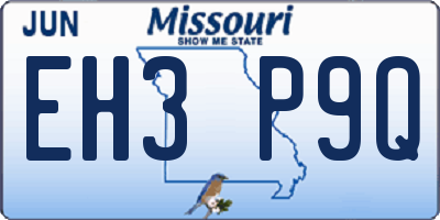 MO license plate EH3P9Q