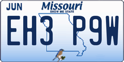MO license plate EH3P9W