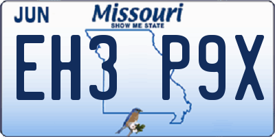 MO license plate EH3P9X