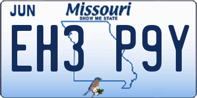 MO license plate EH3P9Y