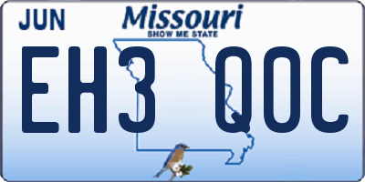 MO license plate EH3Q0C