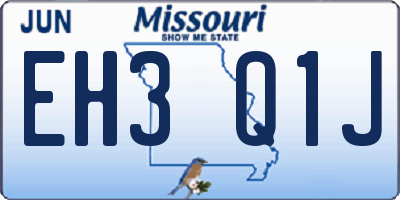 MO license plate EH3Q1J