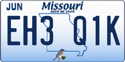 MO license plate EH3Q1K