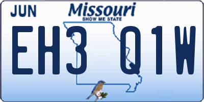 MO license plate EH3Q1W