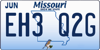 MO license plate EH3Q2G