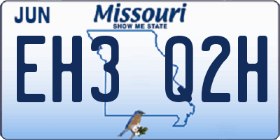 MO license plate EH3Q2H