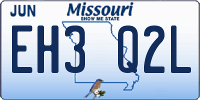 MO license plate EH3Q2L