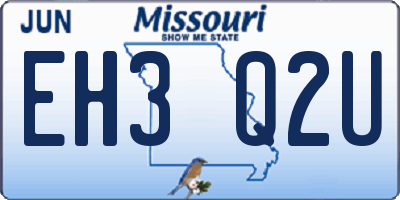 MO license plate EH3Q2U