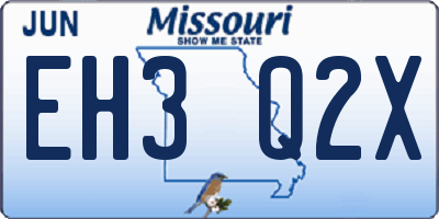 MO license plate EH3Q2X