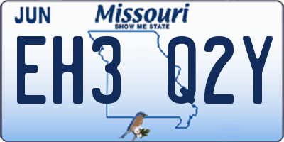 MO license plate EH3Q2Y