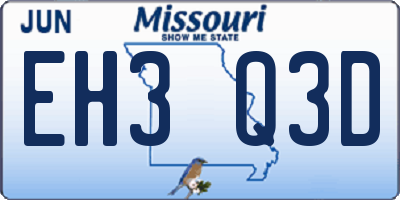 MO license plate EH3Q3D