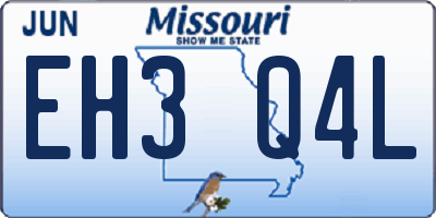 MO license plate EH3Q4L