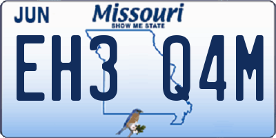 MO license plate EH3Q4M