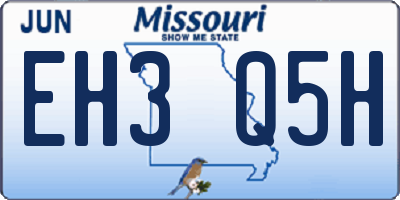 MO license plate EH3Q5H