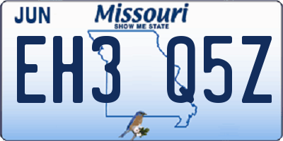 MO license plate EH3Q5Z