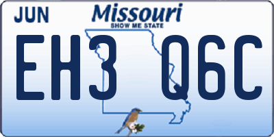 MO license plate EH3Q6C